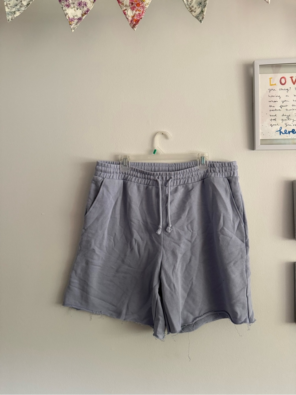 H&M Light Gray/Purple Drawstring Casual Sweat Shorts